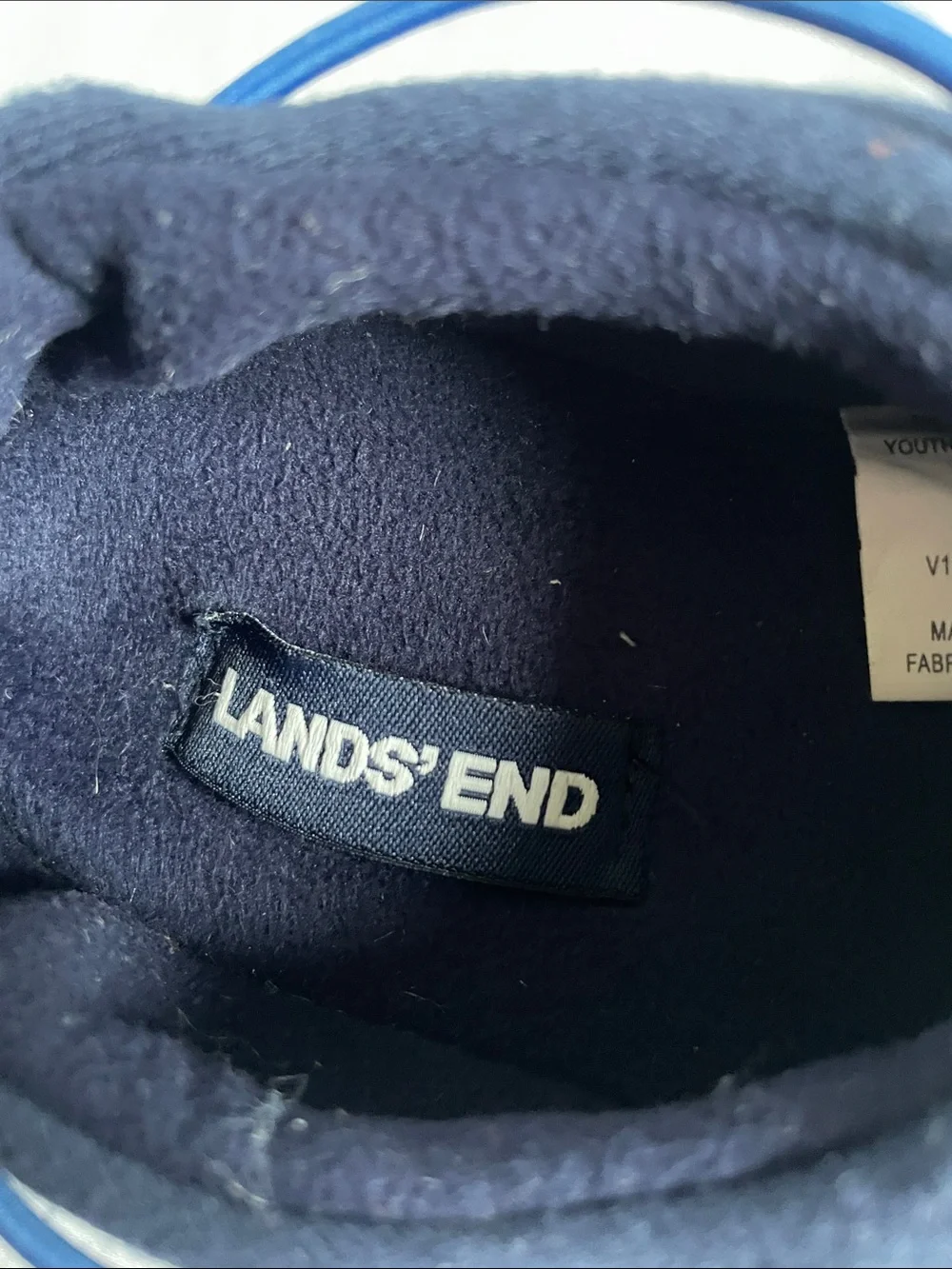 LANDS END Slippers Fleece Rainbow Blue Winter Cozy House Shoes